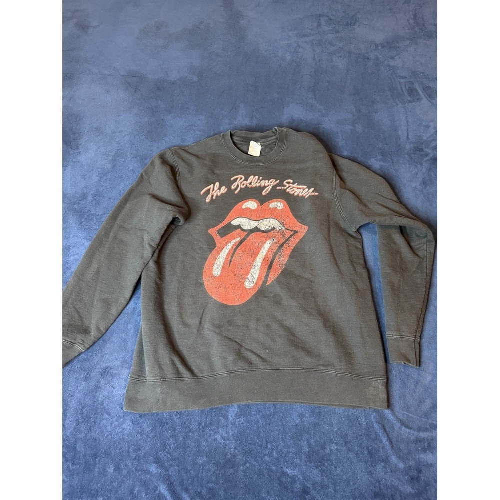 The Rolling Stones Crewneck Sweatshirt Port Authority Distressed Black Mens L